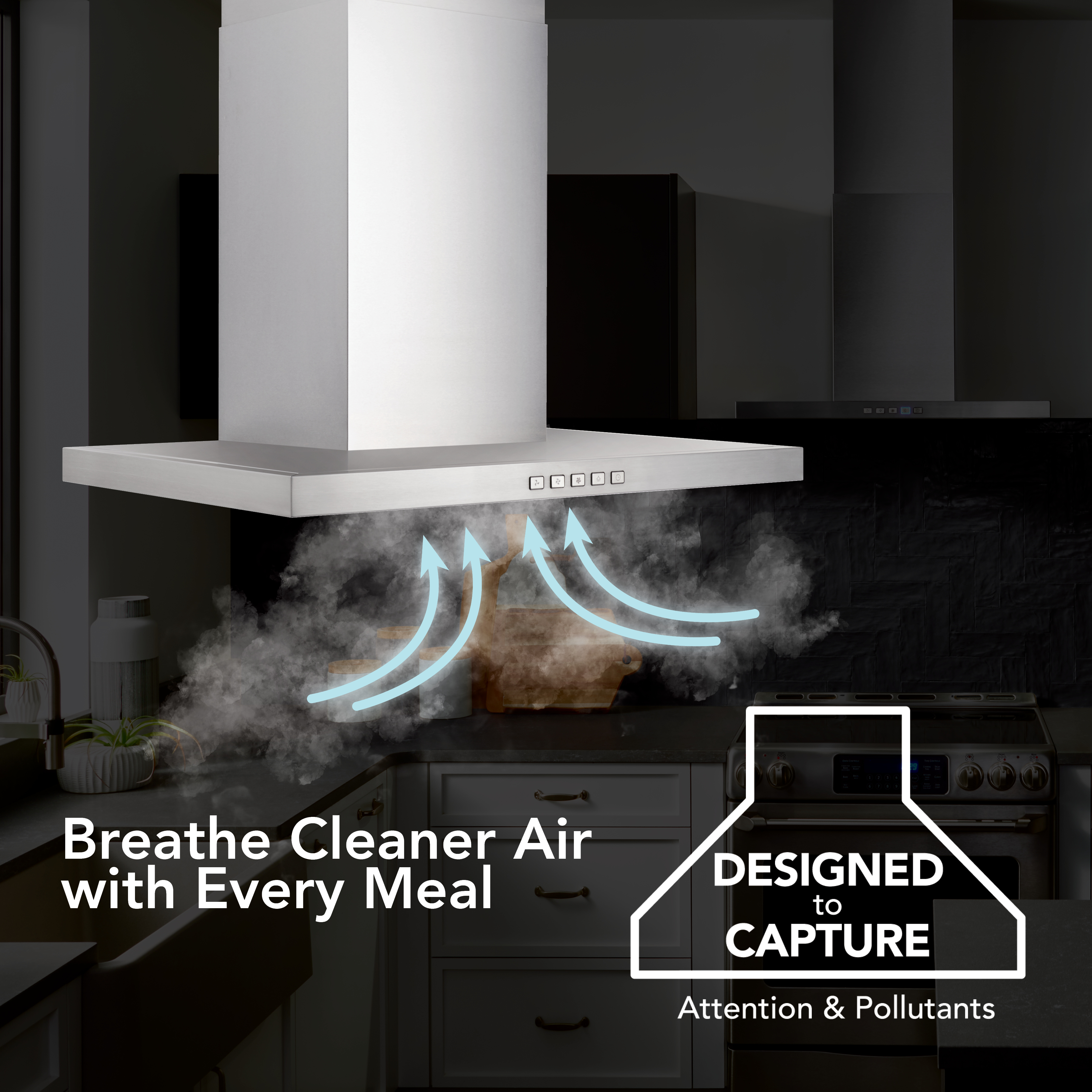 30-Inch Convertible Wall-Mount T-Style Chimney Range Hood, 450 Max CFM BWT1304SS