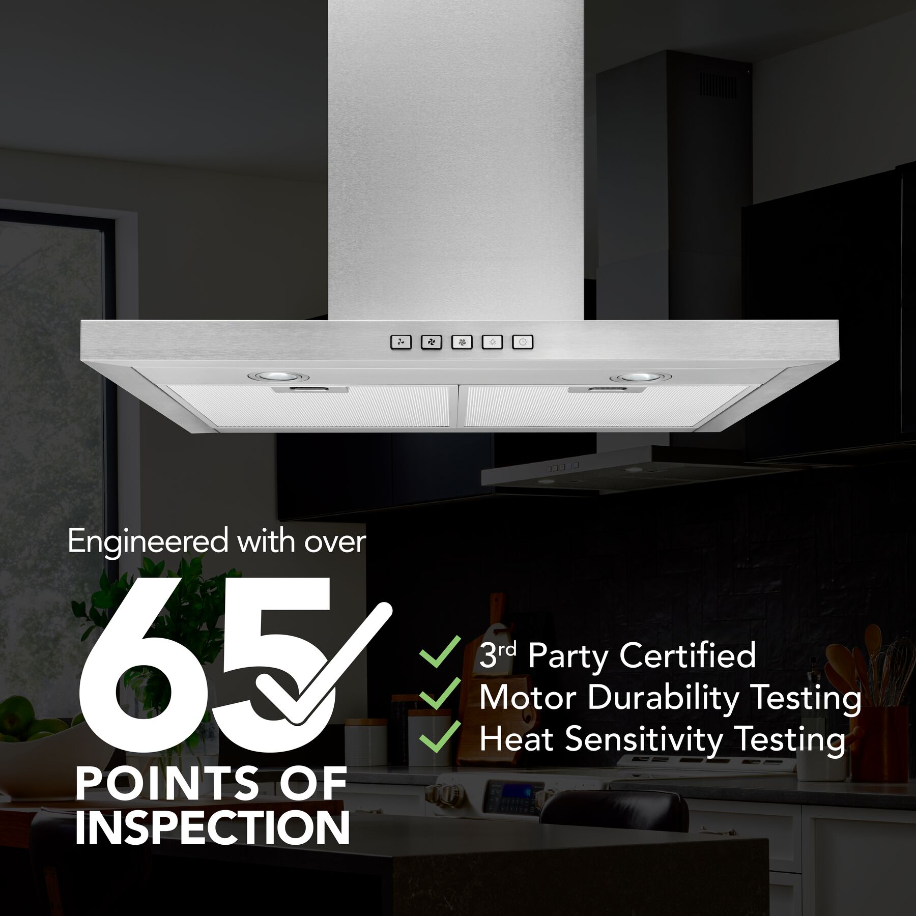 30-Inch Convertible Wall-Mount T-Style Chimney Range Hood, 450 Max CFM BWT1304SS