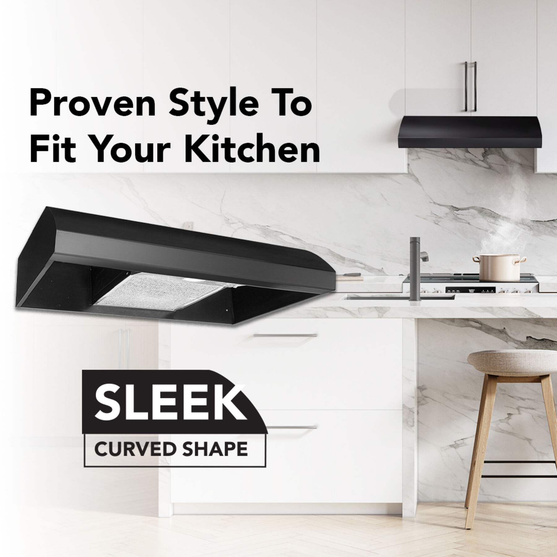 30-Inch 4-Way Convertible Under-Cabinet Range Hood, 270 Max CFM BXT130BL