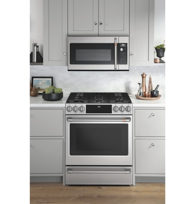 CAFÉ™ 30" Smart Slide-In, Front-Control, Dual-Fuel Range with Warming Drawer C2S900P2MS1