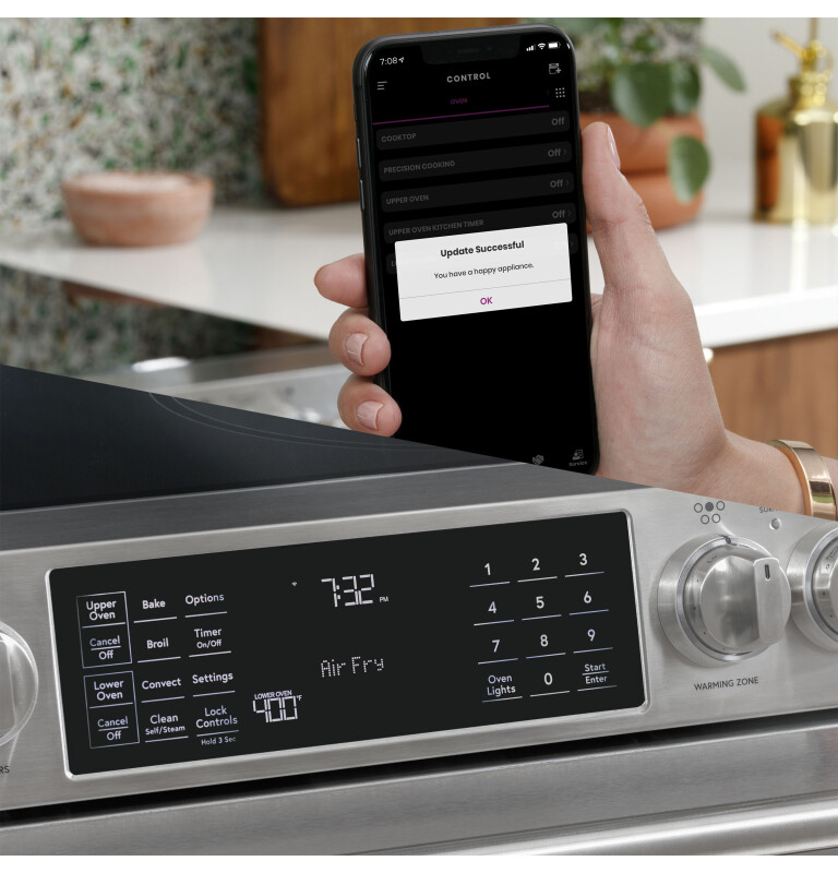 CAFÉ™ 30" Smart Slide-In, Front-Control, Dual-Fuel Range with Warming Drawer C2S900P2MS1
