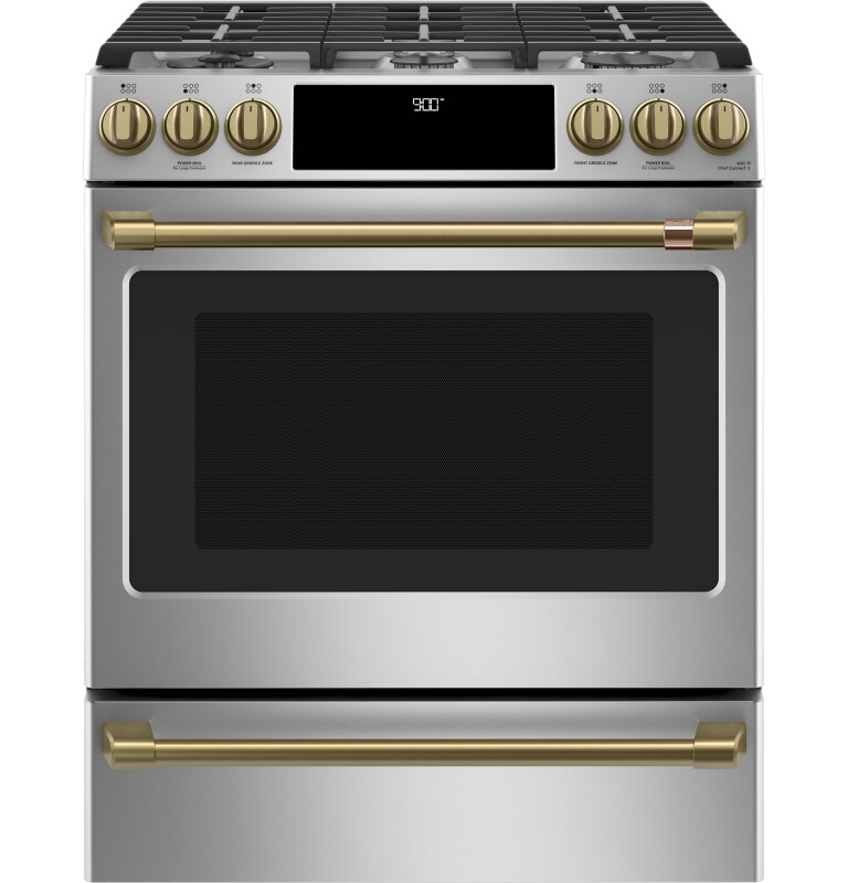 CAFÉ™ 30" Smart Slide-In, Front-Control, Dual-Fuel Range with Warming Drawer C2S900P2MS1