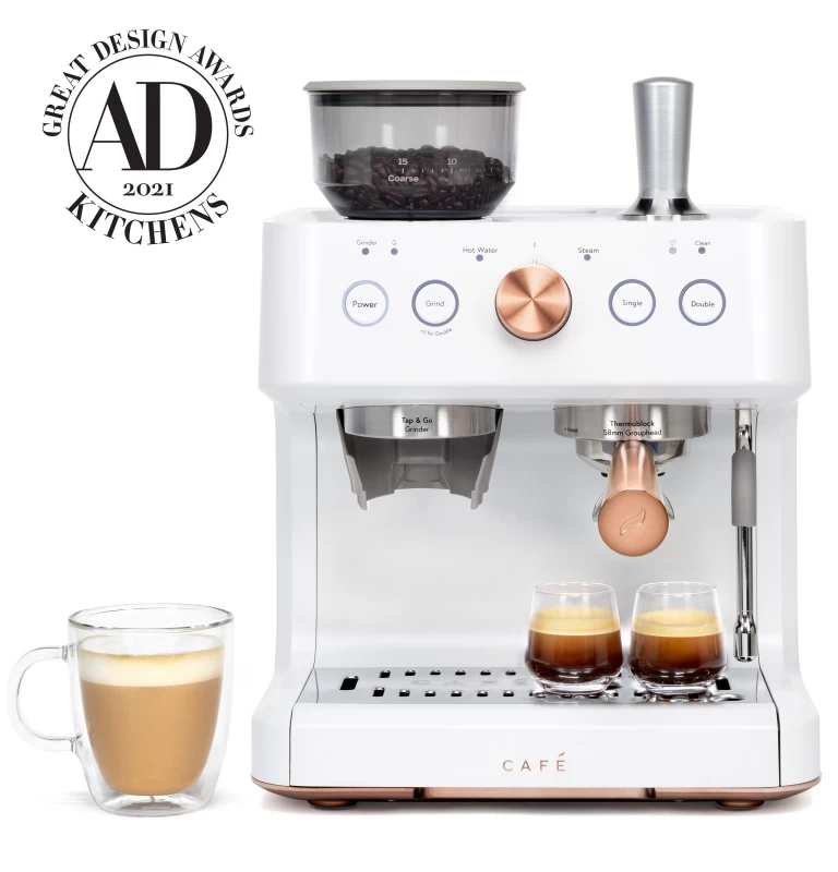 Cafe BELLISSIMO Semi Automatic Espresso Machine + Frother Matte White C7CESAS4RW3 Picture 1