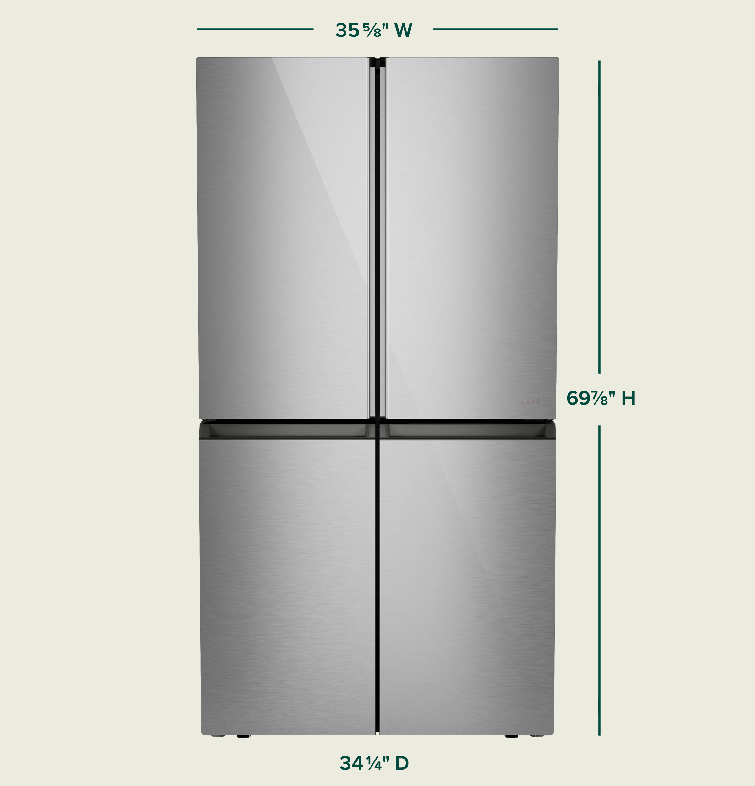 CAFÉ™ ENERGY STAR® 28.3 Cu. Ft. Smart Quad-Door Refrigerator in Platinum Glass with Dual-Dispense AutoFill Pitcher CAE28DM5TS5
