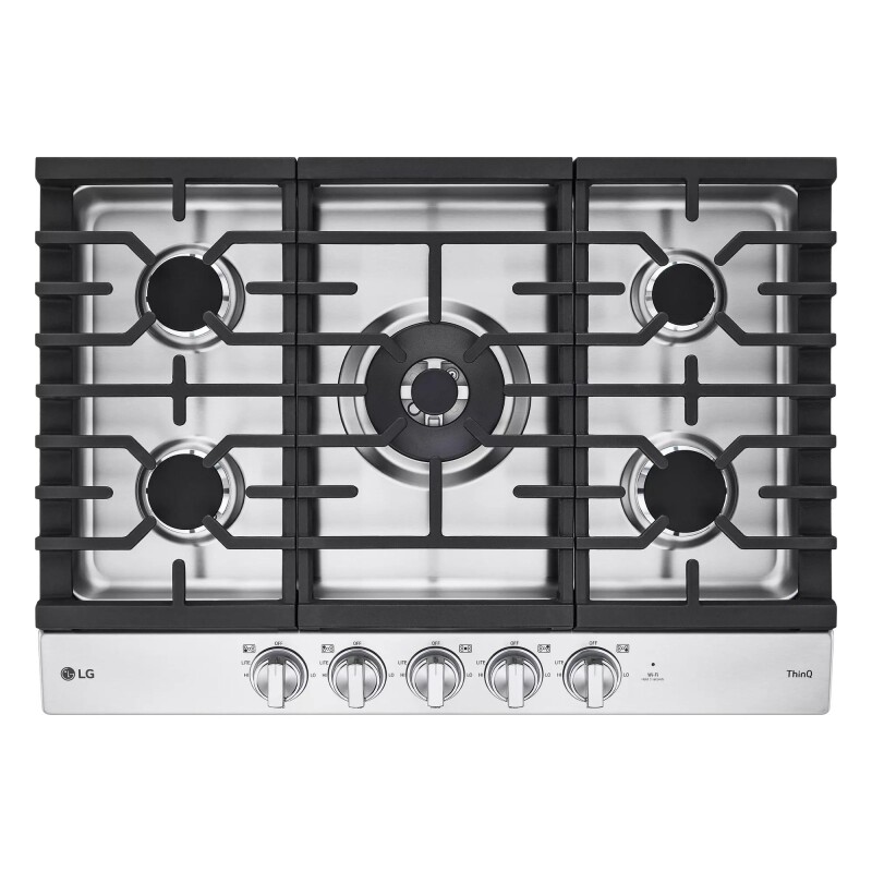LG 30” Smart Gas Cooktop with UltraHeat™ 22K BTU Dual Burner and LED Knobs Stainless Steel CBGJ3027S Picture 1