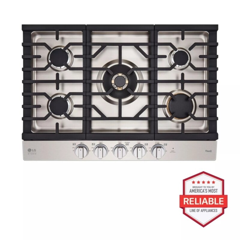 LG STUDIO 30” UltraHeat™ Gas Cooktop with EasyClean® CBGS3028S