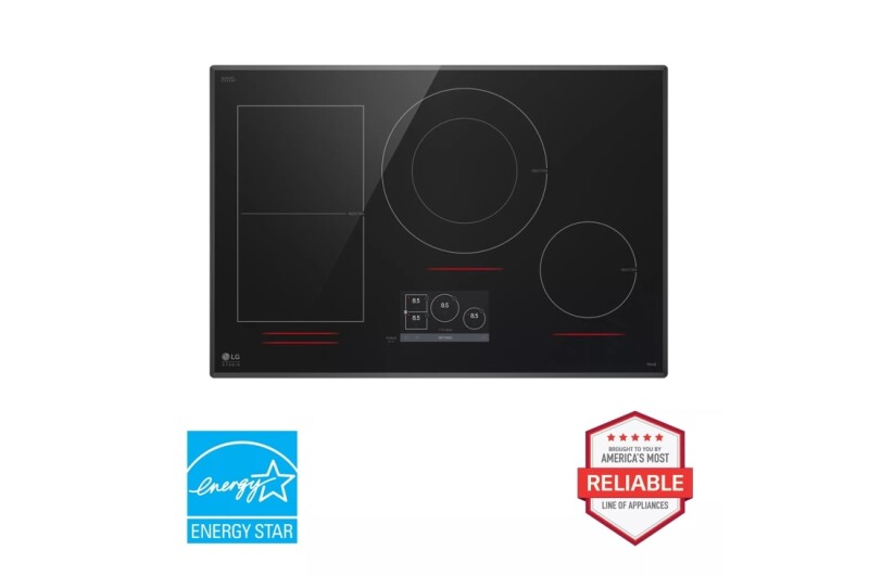 LG STUDIO 30” Induction Cooktop with 5 Burners and Flexible Cooking Zone CBIS3018BE