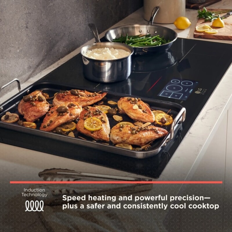 LG STUDIO 36” Induction Cooktop with 5 Burners and Flexible Cooking Zone CBIS3618BE