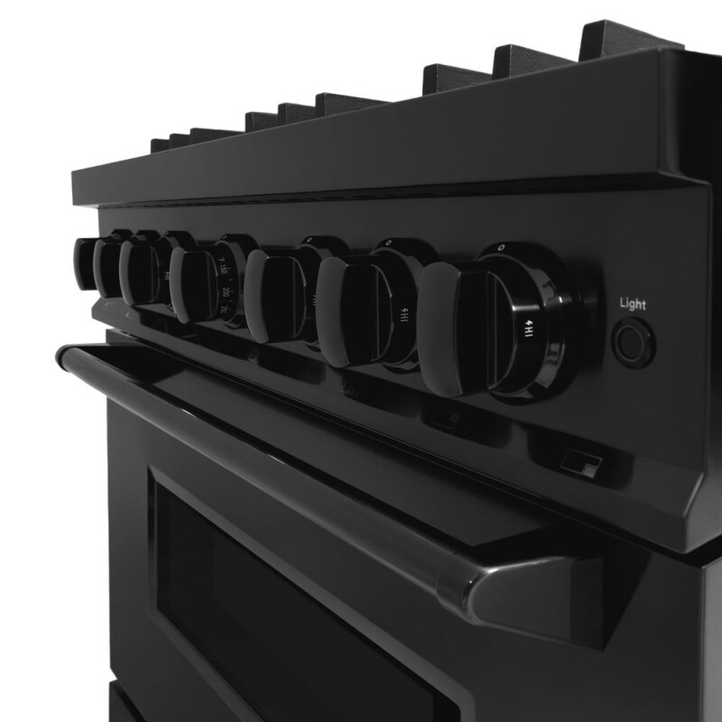 ZLINE 36 in. 5.2 cu. ft. Classic Dual Fuel Range with Gas Cooktop and Electric Convection Oven in Black Stainless Steel with 6 Brass Burners (CDRB-BR-36) CDRBBR36