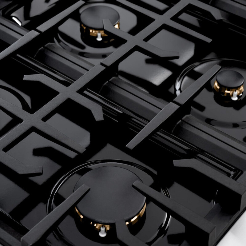 ZLINE 36 in. 5.2 cu. ft. Classic Dual Fuel Range with Gas Cooktop and Electric Convection Oven in Black Stainless Steel with 6 Brass Burners (CDRB-BR-36) CDRBBR36