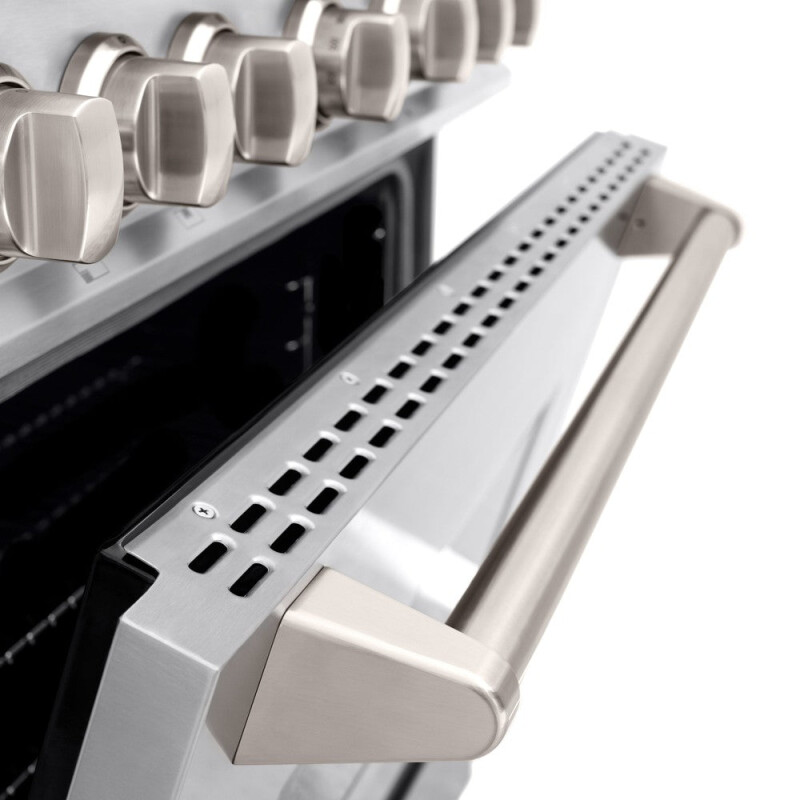 ZLINE 36 in. 5.2 cu. ft. Classic Dual Fuel Range with Gas Cooktop and Electric Convection Oven in Stainless Steel with 6 Brass Burners (CDR-BR-36) CDRBR36