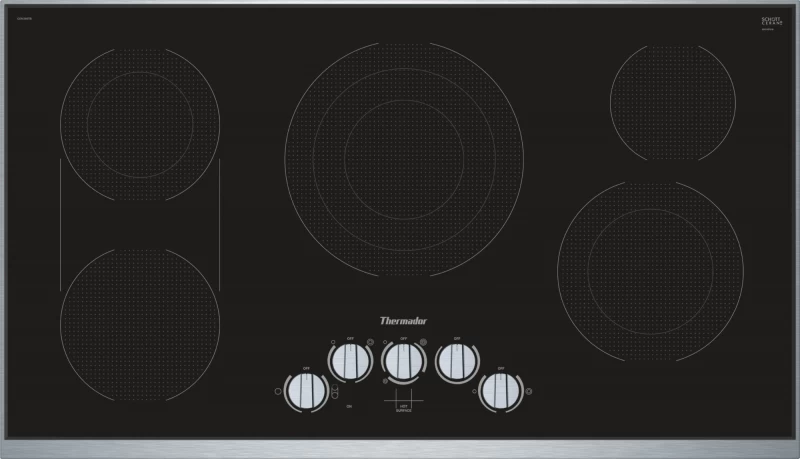 Thermador Knob Control Electric Cooktop  Black  surface mount with frame Black CEM366TB Picture 1