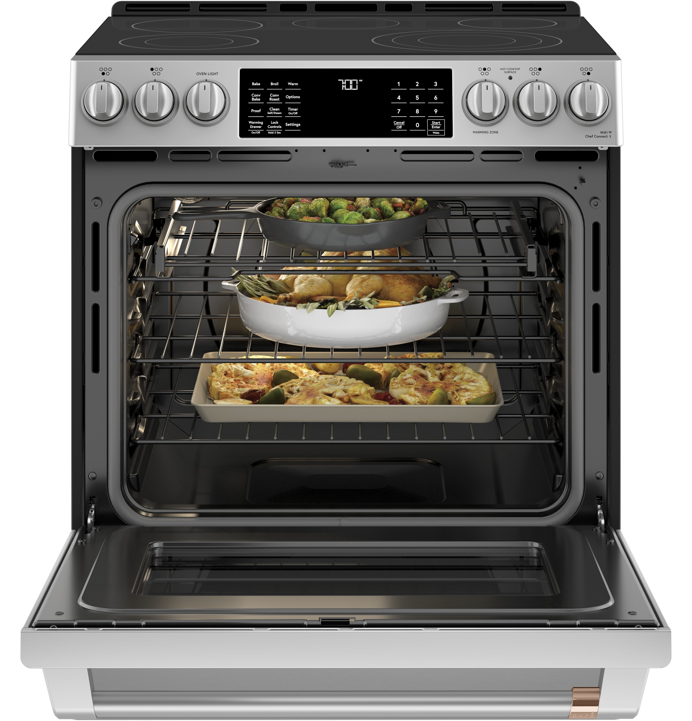 CAFÉ™ 30" Smart Slide-In, Front-Control, Radiant and Convection Range CES700P2MS1