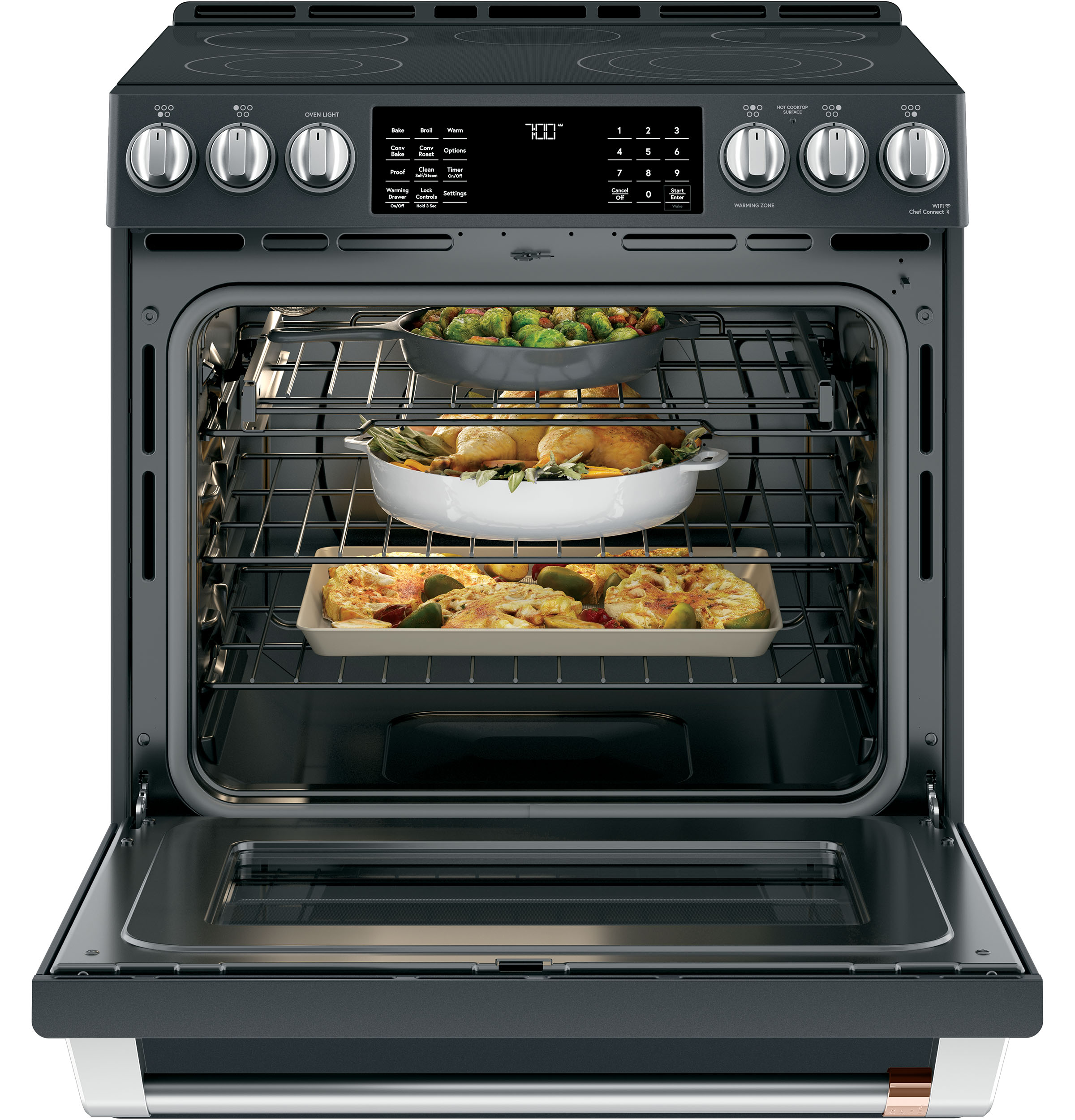 CAFÉ™ 30" Smart Slide-In, Front-Control, Radiant and Convection Range CES700P3MD1