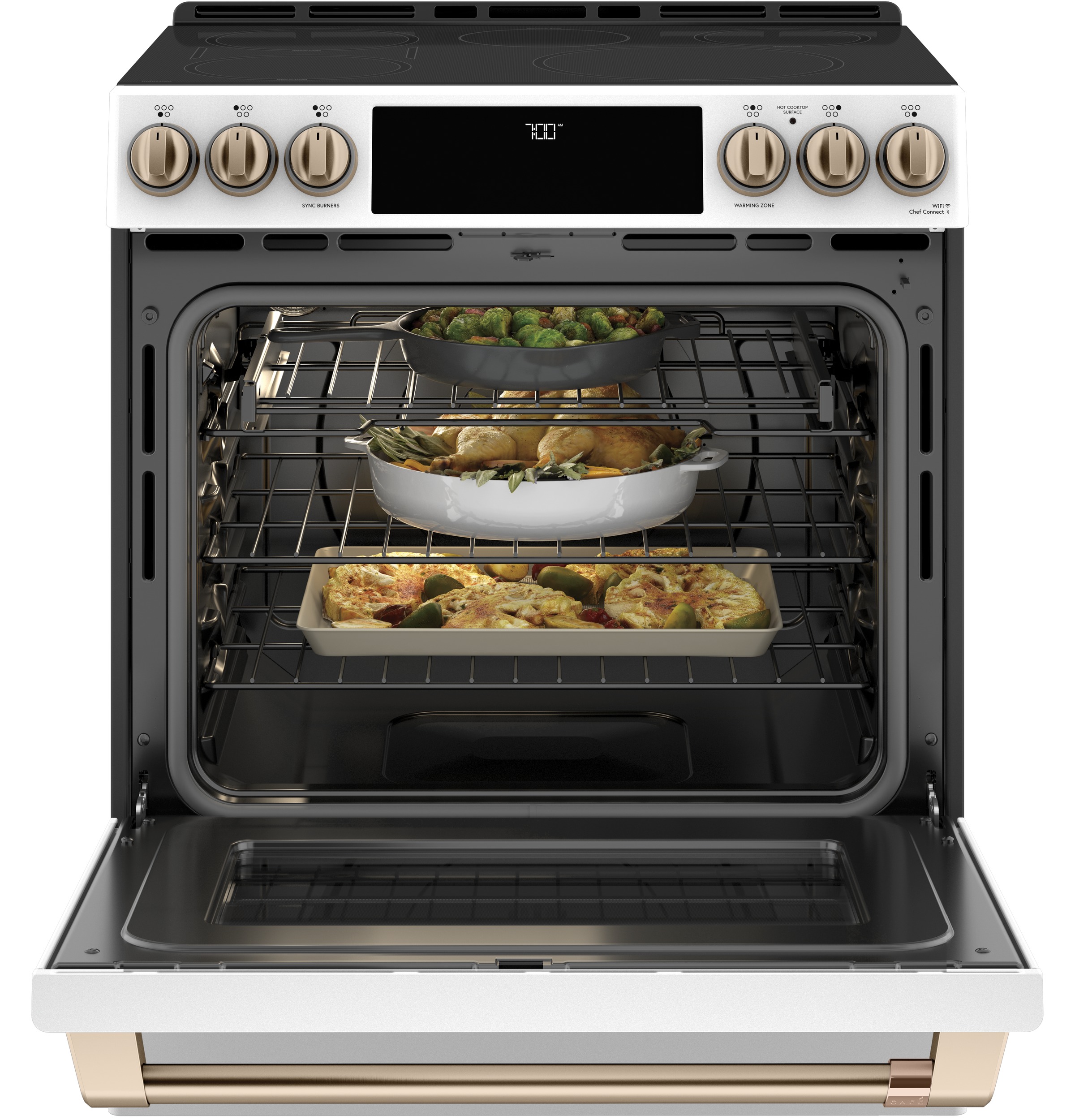 CAFÉ™ 30" Smart Slide-In, Front-Control, Radiant and Convection Range CES700P4MW2