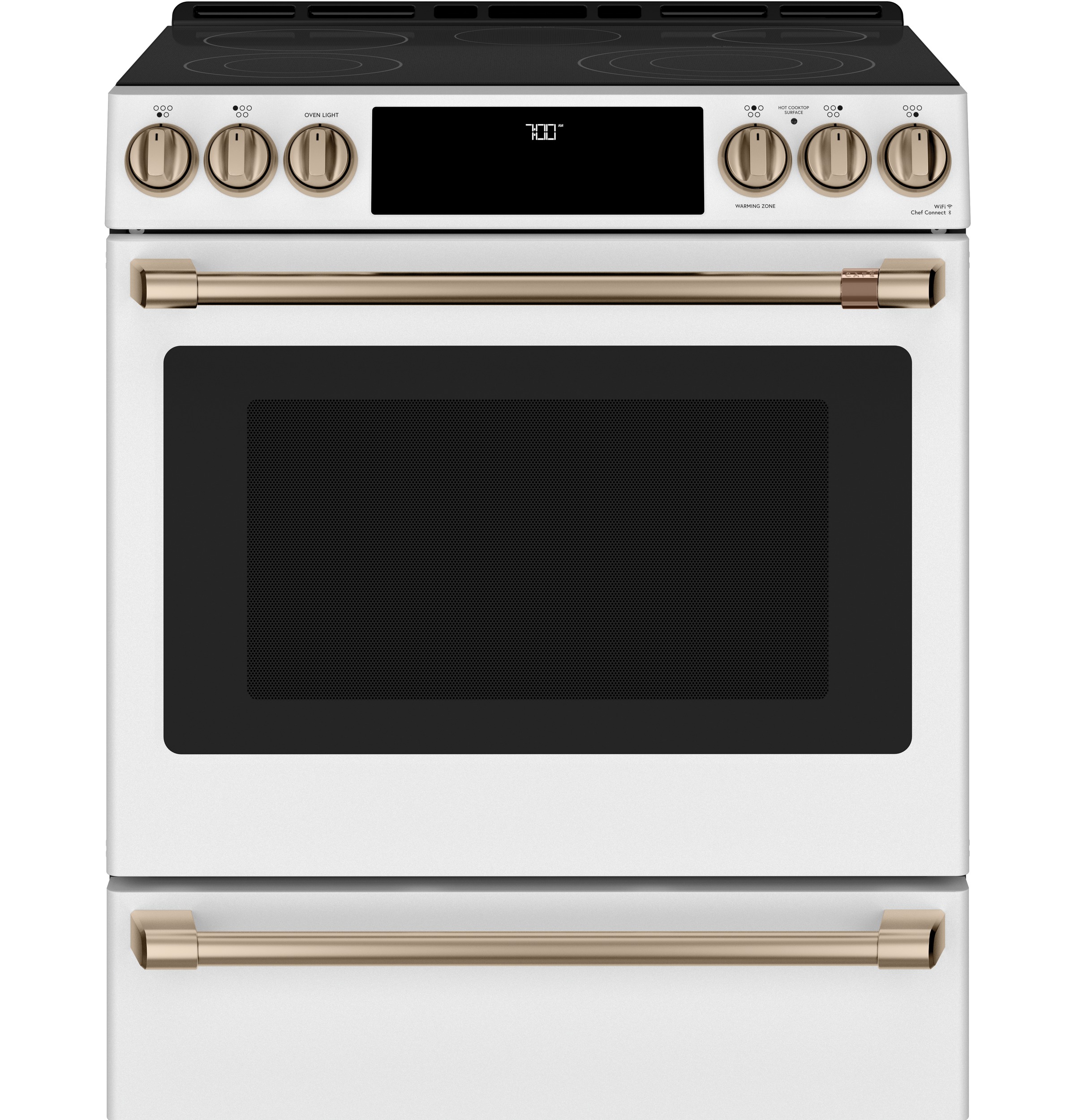 CAFÉ™ 30" Smart Slide-In, Front-Control, Radiant and Convection Range CES700P4MW2