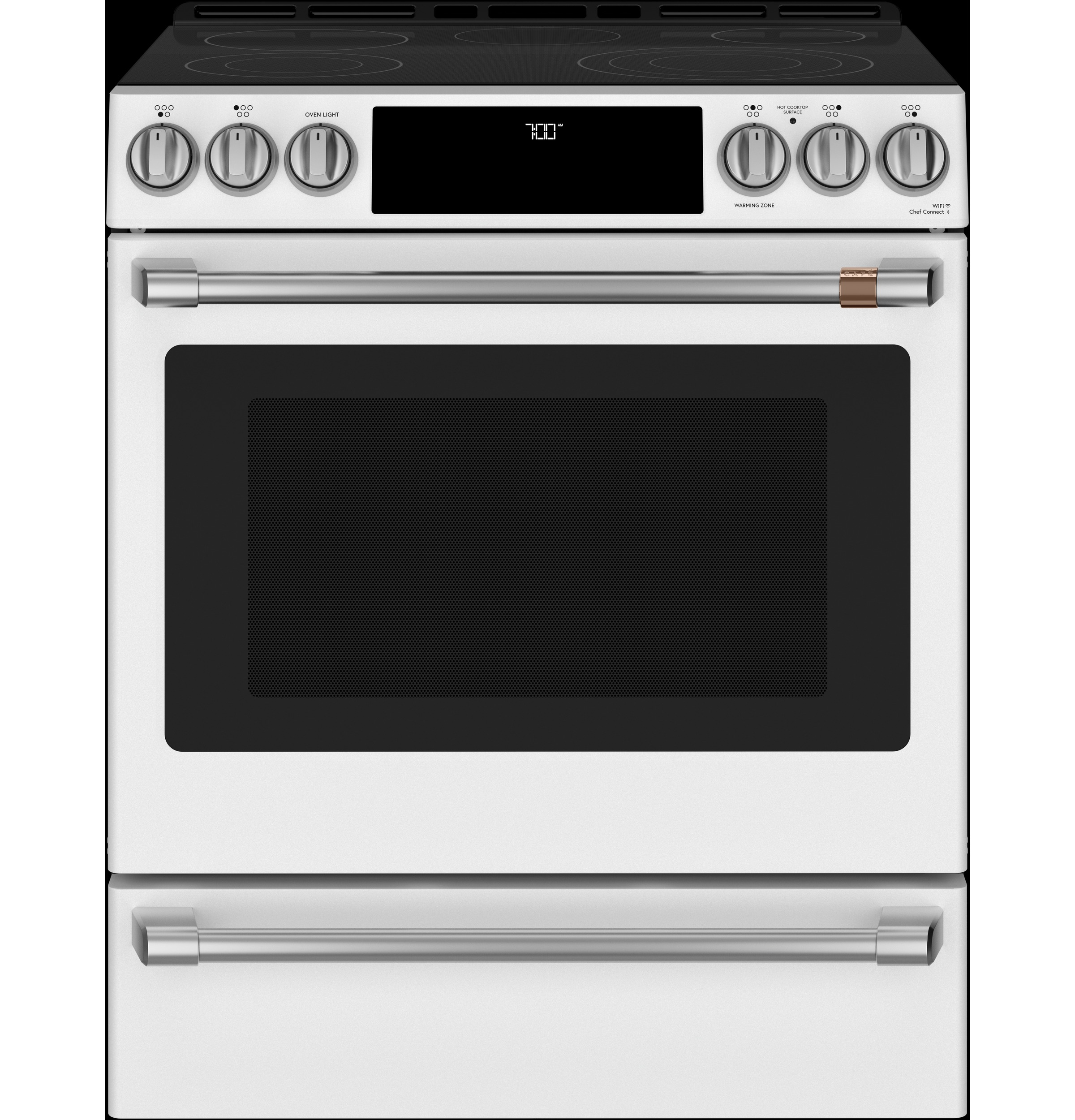 CAFÉ™ 30" Smart Slide-In, Front-Control, Radiant and Convection Range CES700P4MW2