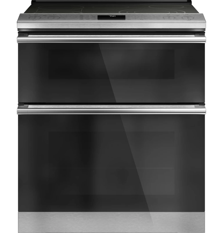 Cafe 30" Smart Slide-In, Front-Control, Radiant and Convection Double-Oven Range in Platinum Glass Platinum Glass CES750M2NS5 Picture 1