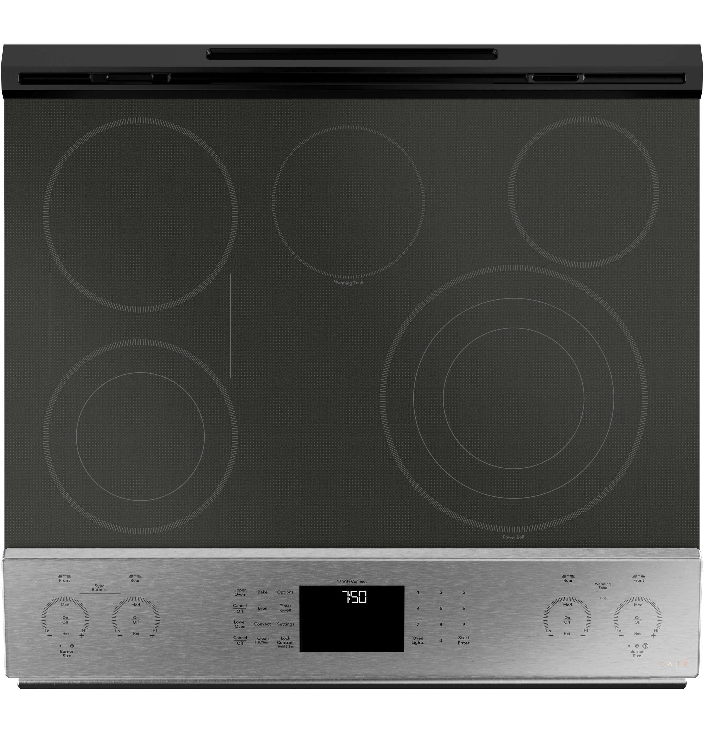 CAFÉ™ 30" Smart Slide-In, Front-Control, Radiant and Convection Double-Oven Range in Platinum Glass CES750M2NS5