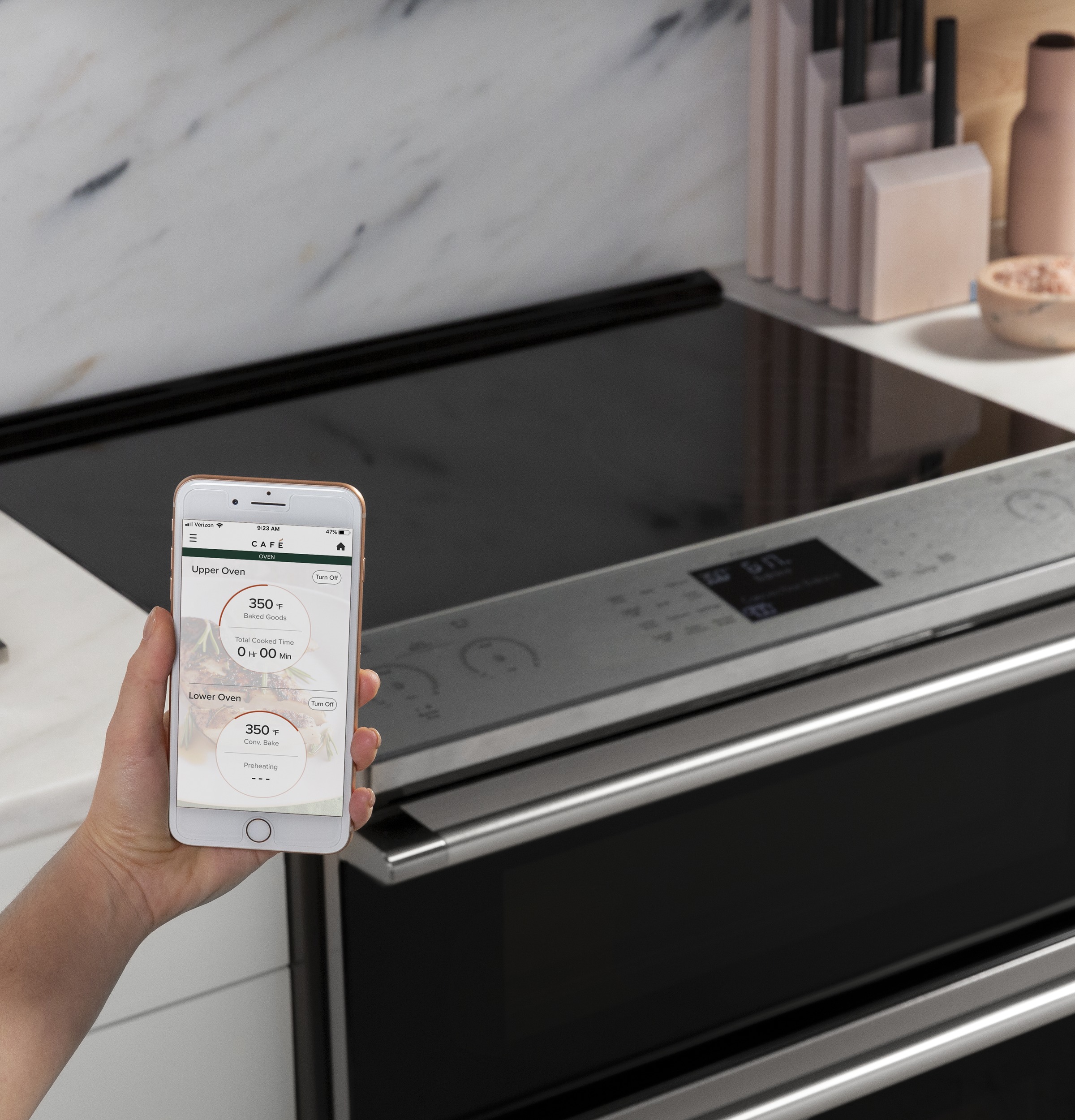 CAFÉ™ 30" Smart Slide-In, Front-Control, Radiant and Convection Double-Oven Range in Platinum Glass CES750M2NS5