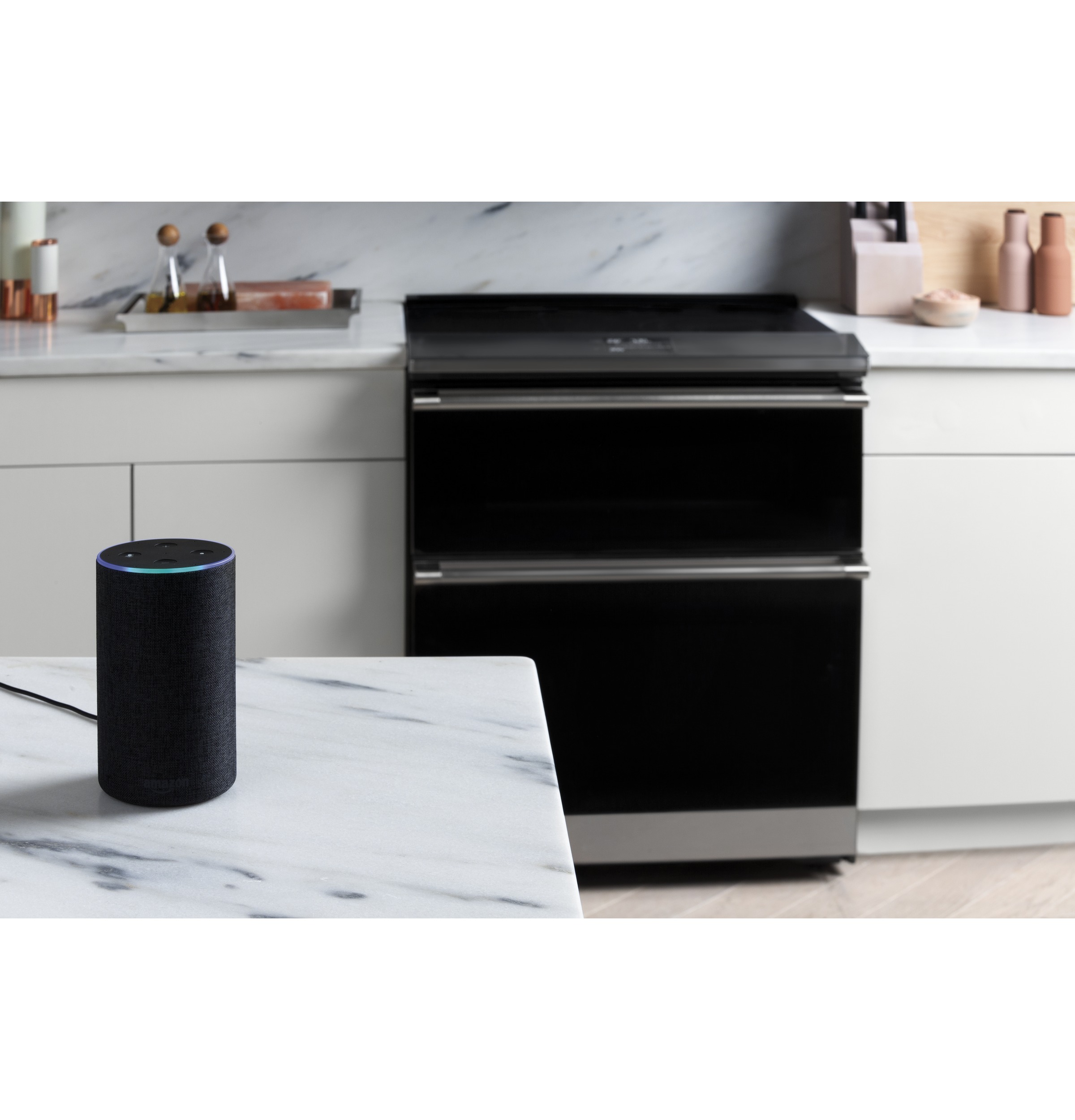 CAFÉ™ 30" Smart Slide-In, Front-Control, Radiant and Convection Double-Oven Range in Platinum Glass CES750M2NS5