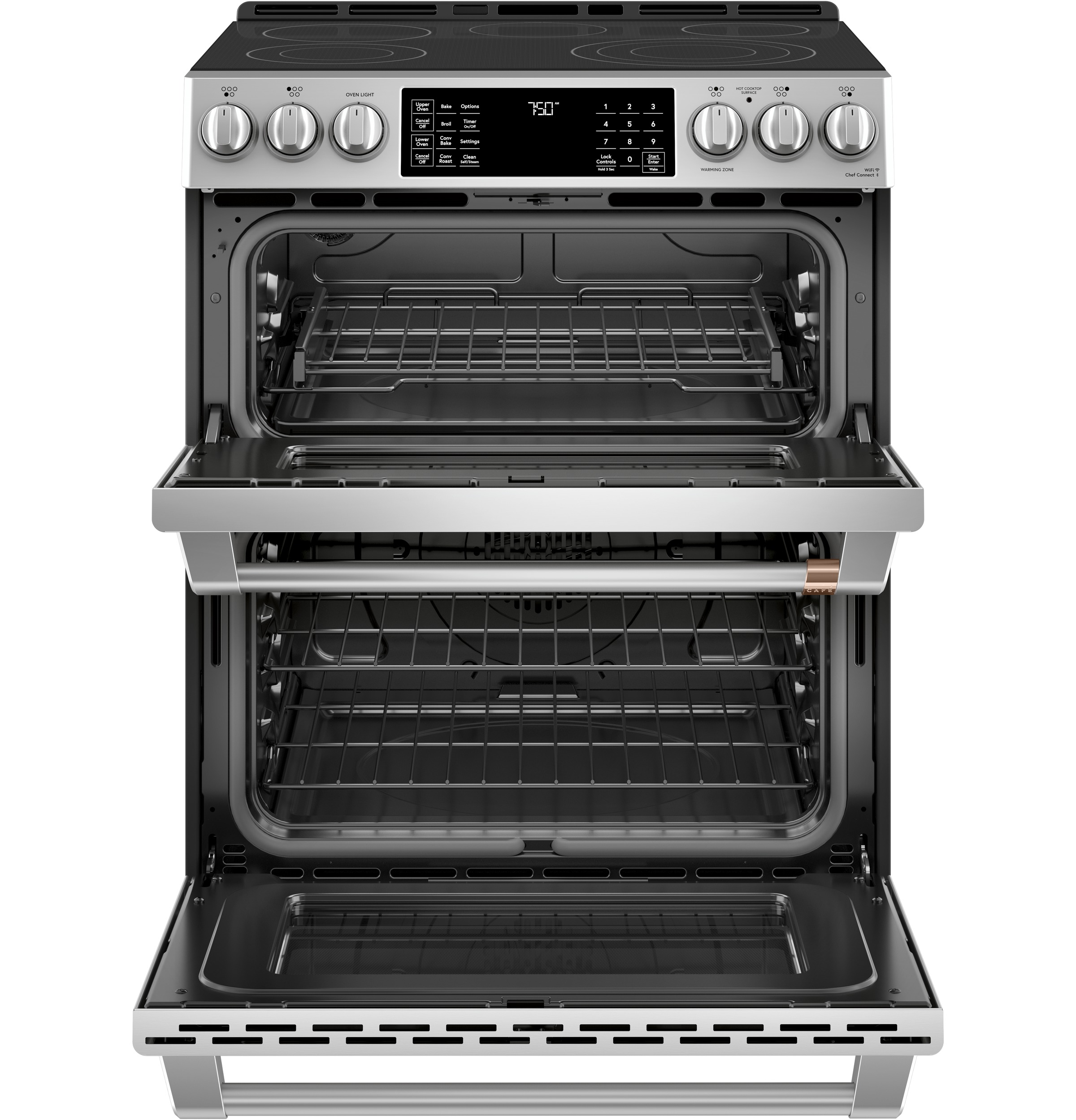 CAFÉ™ 30" Smart Slide-In, Front-Control, Radiant and Convection Double-Oven Range CES750P2MS1