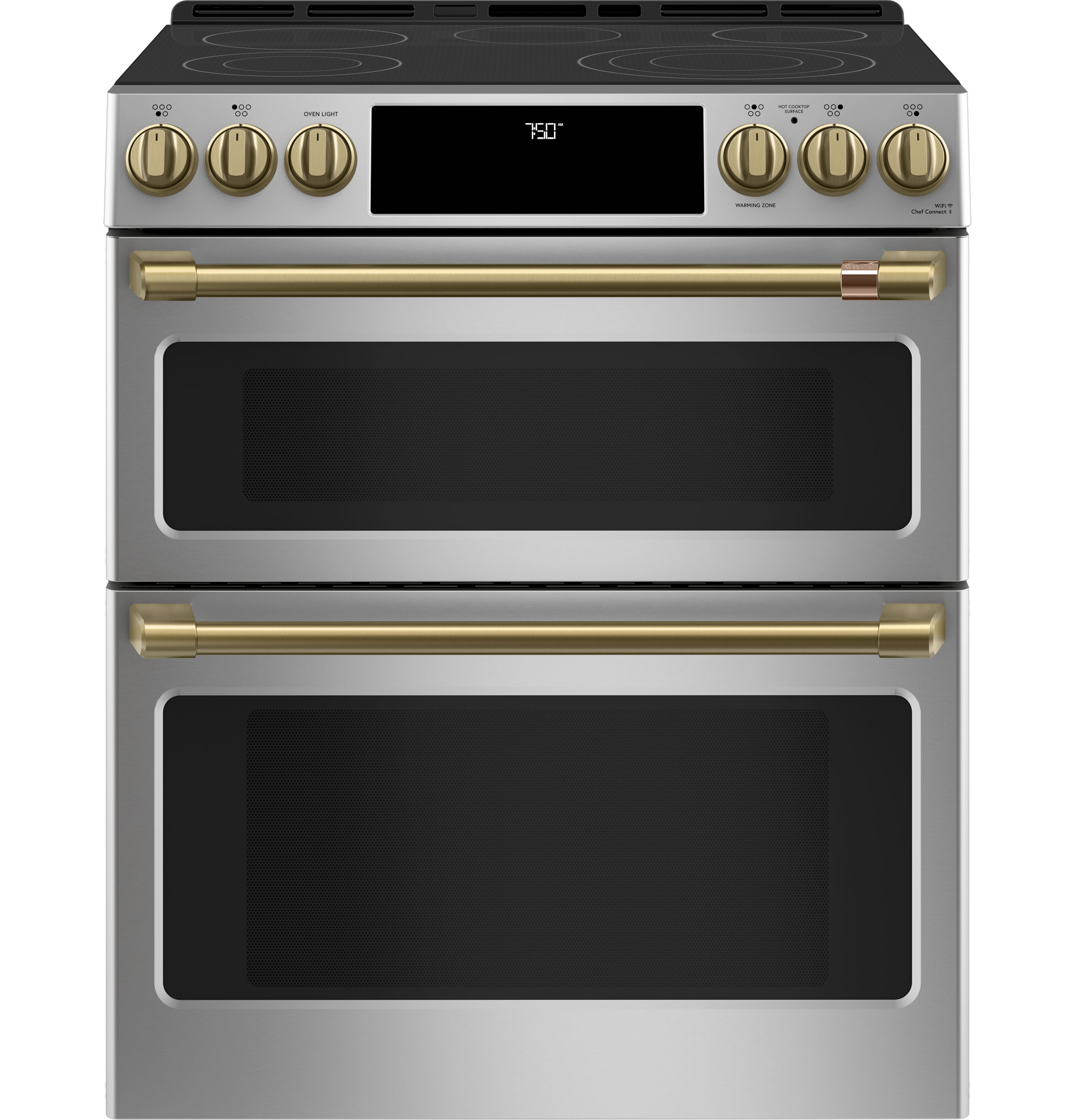 CAFÉ™ 30" Smart Slide-In, Front-Control, Radiant and Convection Double-Oven Range CES750P2MS1