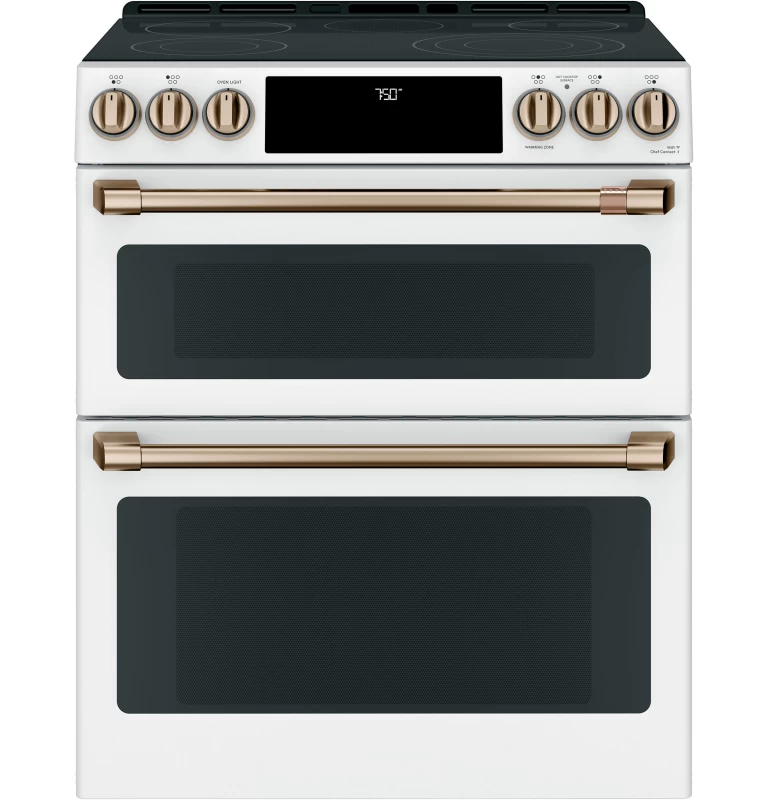 Cafe 30" Smart Slide-In, Front-Control, Radiant and Convection Double-Oven Range Matte White CES750P4MW2 Picture 1