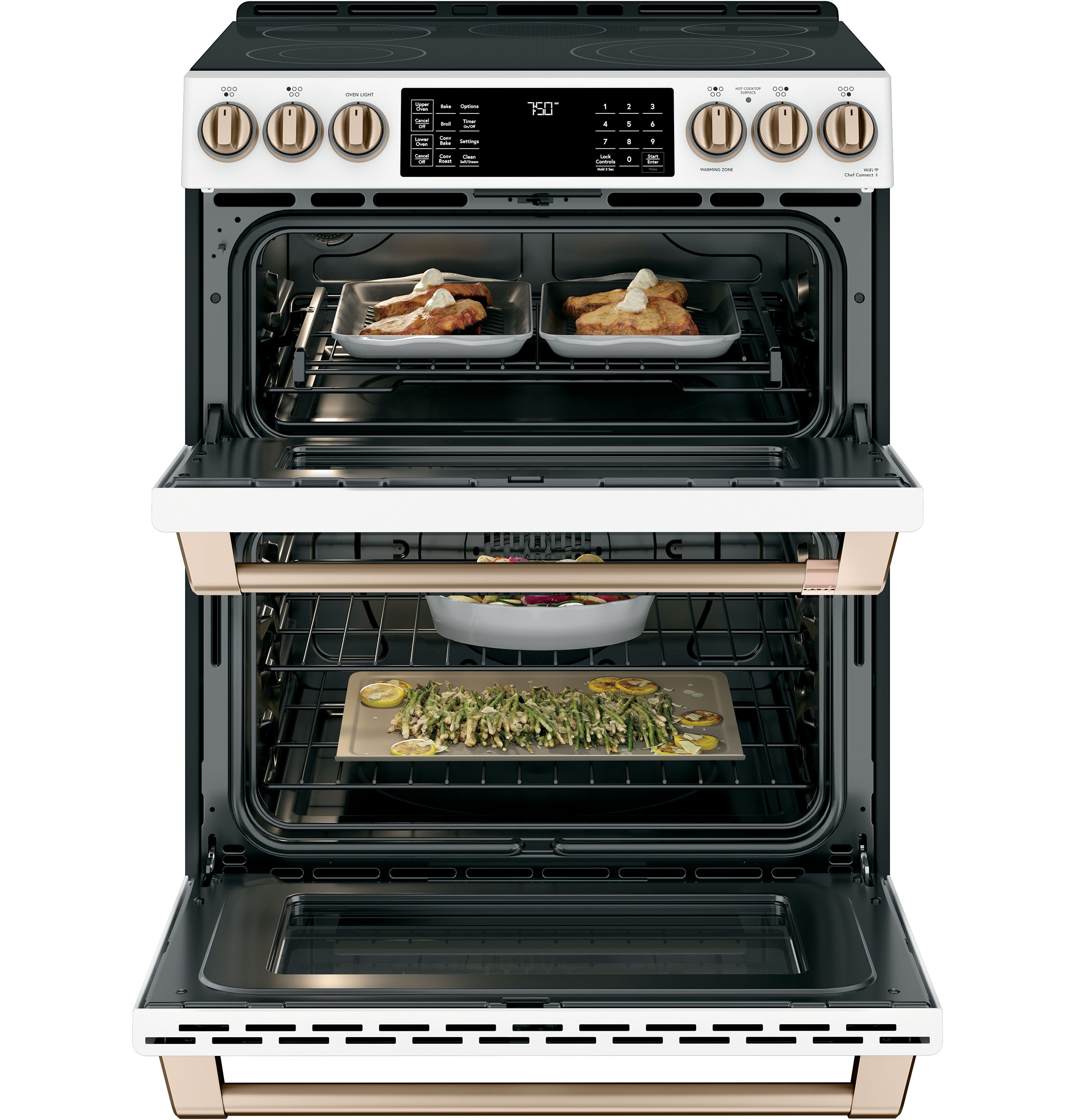CAFÉ™ 30" Smart Slide-In, Front-Control, Radiant and Convection Double-Oven Range CES750P4MW2