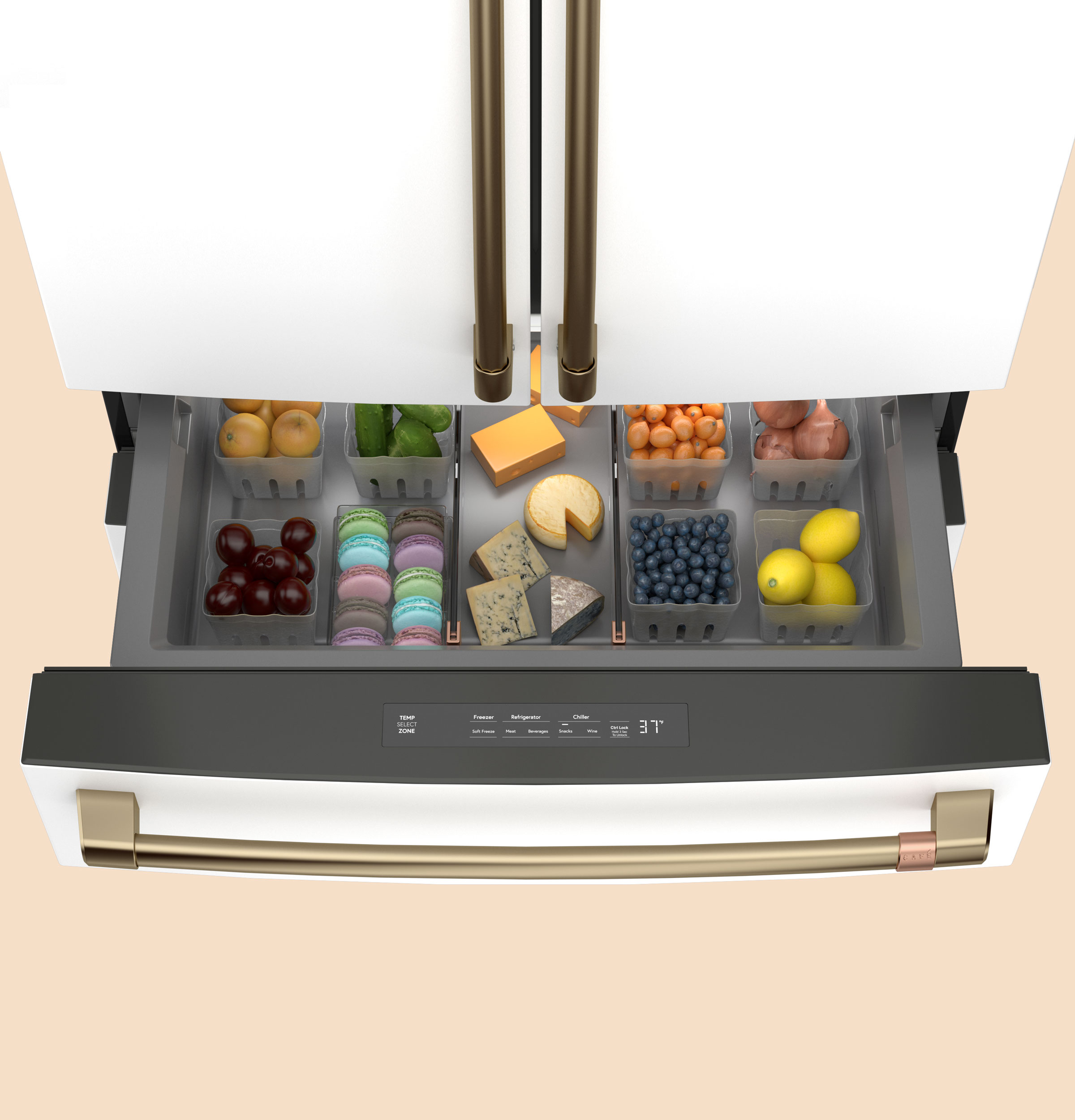 CAFÉ™ ENERGY STAR® 28.7 Cu. Ft. Smart 4-Door French-Door Refrigerator With Dual-Dispense AutoFill Pitcher CGE29DP4TW2