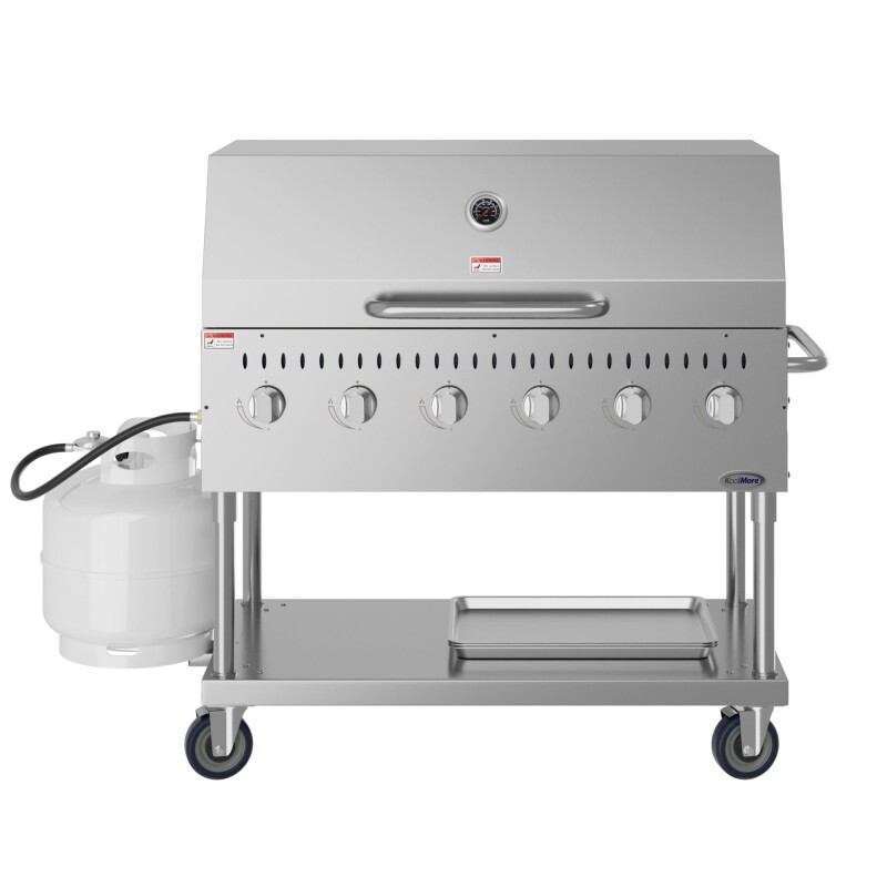 48 in. Commercial Outdoor Propane Gas Grill with Roll Dome Cover, ETL Listed in Stainless-Steel CGKIT448D