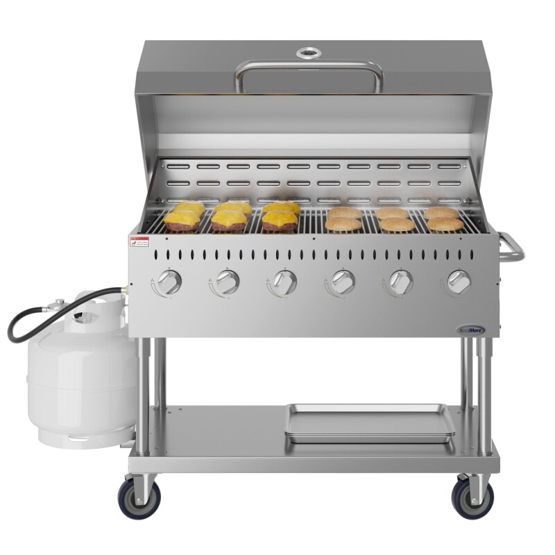 48 in. Commercial Outdoor Propane Gas Grill with Roll Dome Cover, ETL Listed in Stainless-Steel CGKIT448D