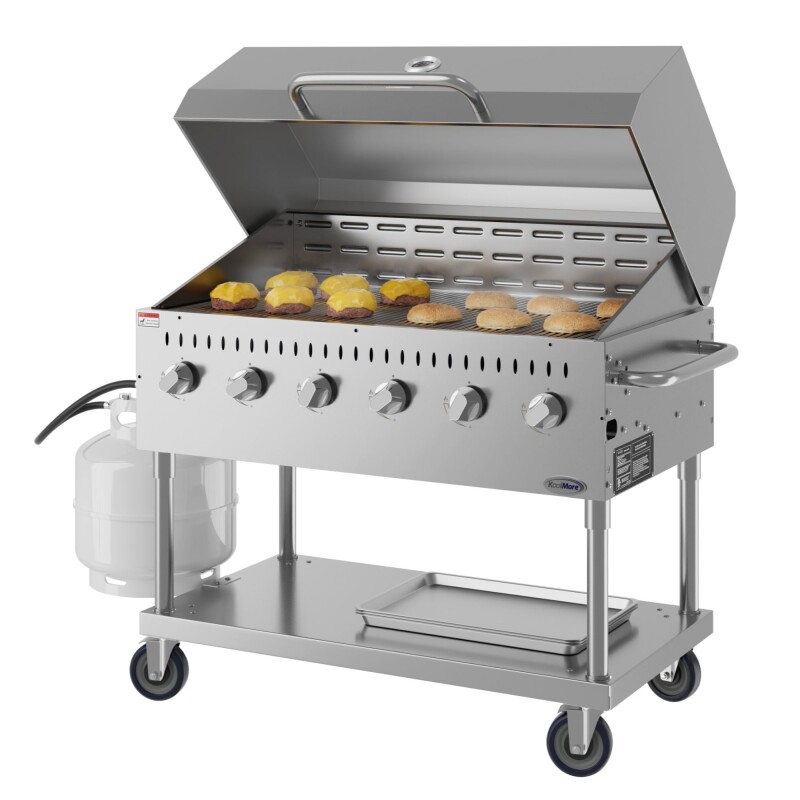 48 in. Commercial Outdoor Propane Gas Grill with Roll Dome Cover, ETL Listed in Stainless-Steel CGKIT448D