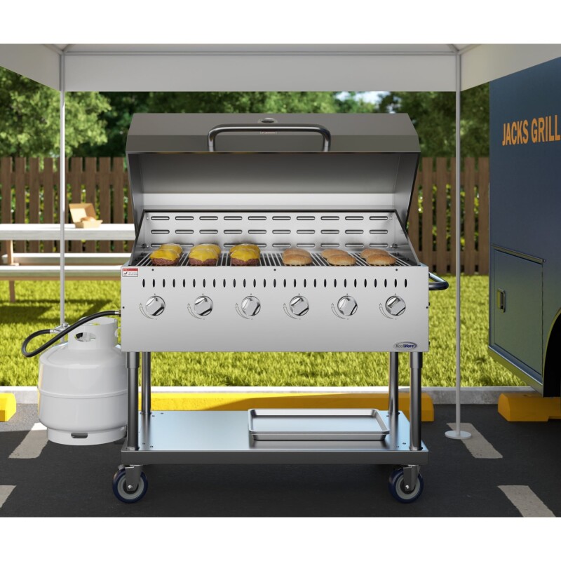 48 in. Commercial Outdoor Propane Gas Grill with Roll Dome Cover, ETL Listed in Stainless-Steel CGKIT448D