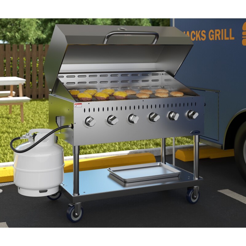 48 in. Commercial Outdoor Propane Gas Grill with Roll Dome Cover, ETL Listed in Stainless-Steel CGKIT448D