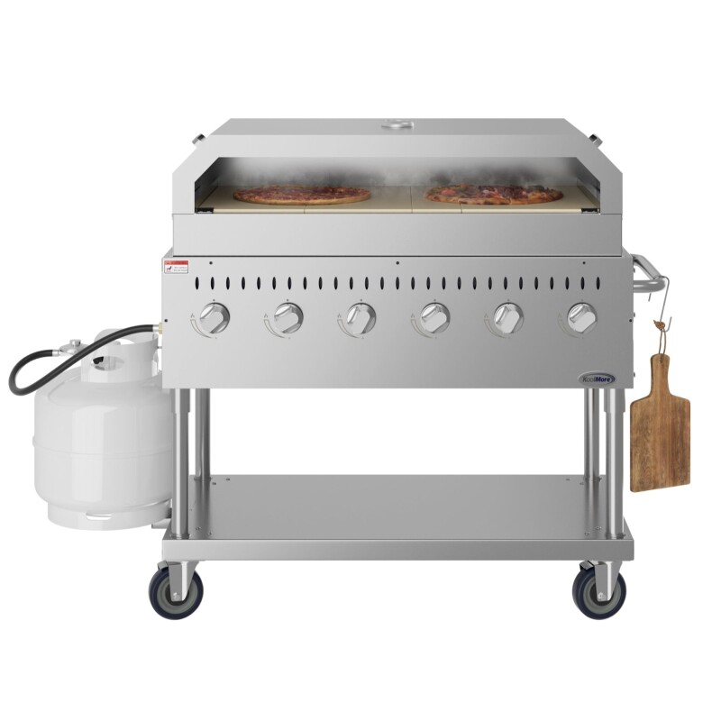 48 in. Commercial Outdoor Propane Gas Grill With Pizza Oven, ETL Listed in Stainless-Steel CGKIT448P