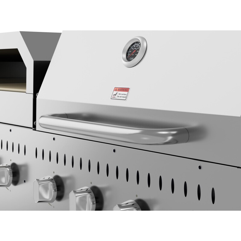 60 in. 8-Burner Commercial Outdoor Propane Gas Grill With 30 in. Roll Dome Cover and 30 in. Pizza Oven in Stainless-Steel, ETL Listed CGKIT6D30P30