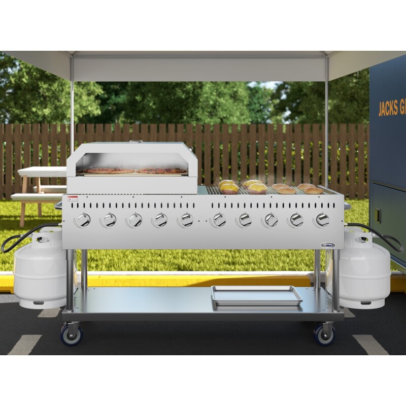 72 in. Commercial Outdoor Propane Gas Grill with 36 in. Griddle in Stainless-Steel, ETL Listed CGKIT7G36
