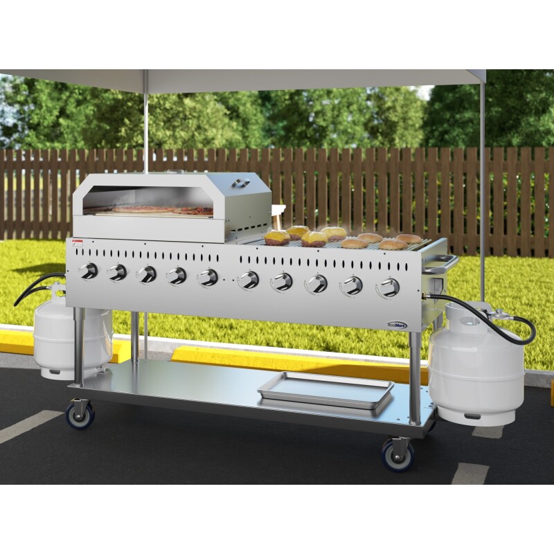 72 in. Commercial Outdoor Propane Gas Grill with 36 in. Griddle in Stainless-Steel, ETL Listed CGKIT7G36