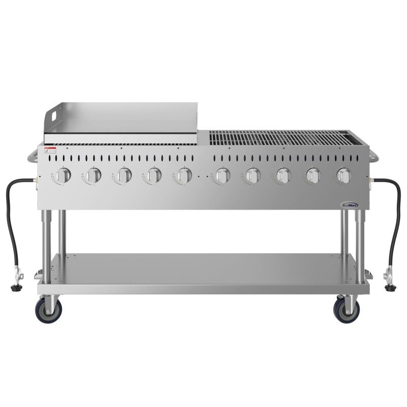72 in. Commercial Outdoor Propane Gas Grill with 36 in. Griddle in Stainless-Steel, ETL Listed CGKIT7G36