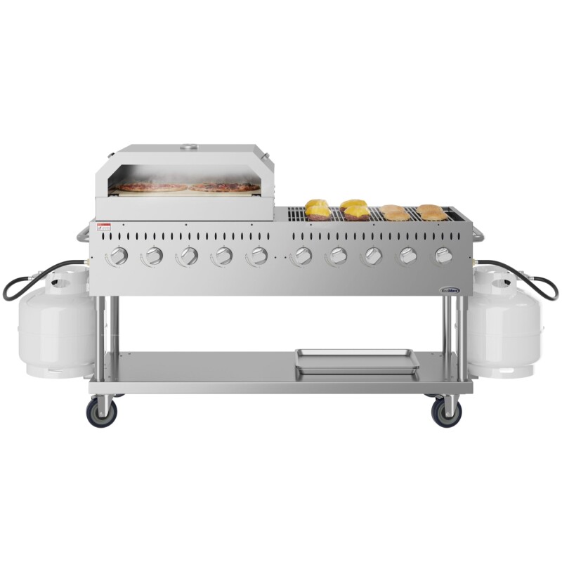 72 in. Commercial Outdoor Propane Gas Grill with 36 in. Pizza Oven in Stainless-Steel CGKIT7P36