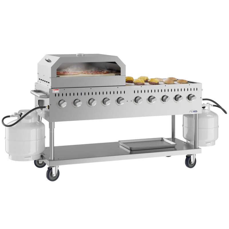 72 in. Commercial Outdoor Propane Gas Grill with 36 in. Pizza Oven in Stainless-Steel CGKIT7P36