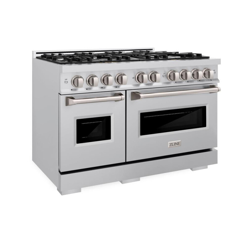 ZLINE 48 in. 6.7 cu. ft. Classic Double Oven Gas Range with 8 Burner Cooktop in Stainless Steel (CGR48) CGR48