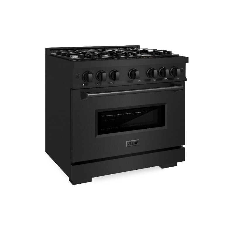 ZLINE 36 in. 5.2 cu. ft. Classic Gas Range with 6 Burner Cooktop and Convection Gas Oven in Black Stainless Steel (CGRB-36) CGRB36