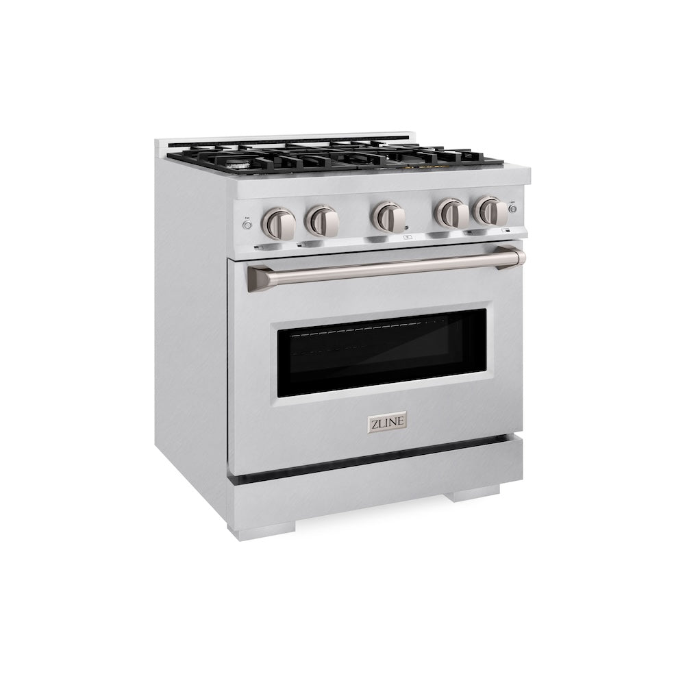 ZLINE 30 in. 4.2 cu. ft. Classic Gas Range with 4 Burner Cooktop and Convection Gas Oven in DuraSnow® Stainless Steel (CGRS-30) CGRS30