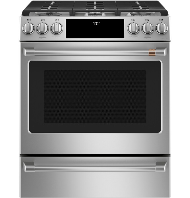 CAFÉ™ 30" Smart Slide-In, Front-Control, Gas Range with Convection Oven CGS700P4MW2