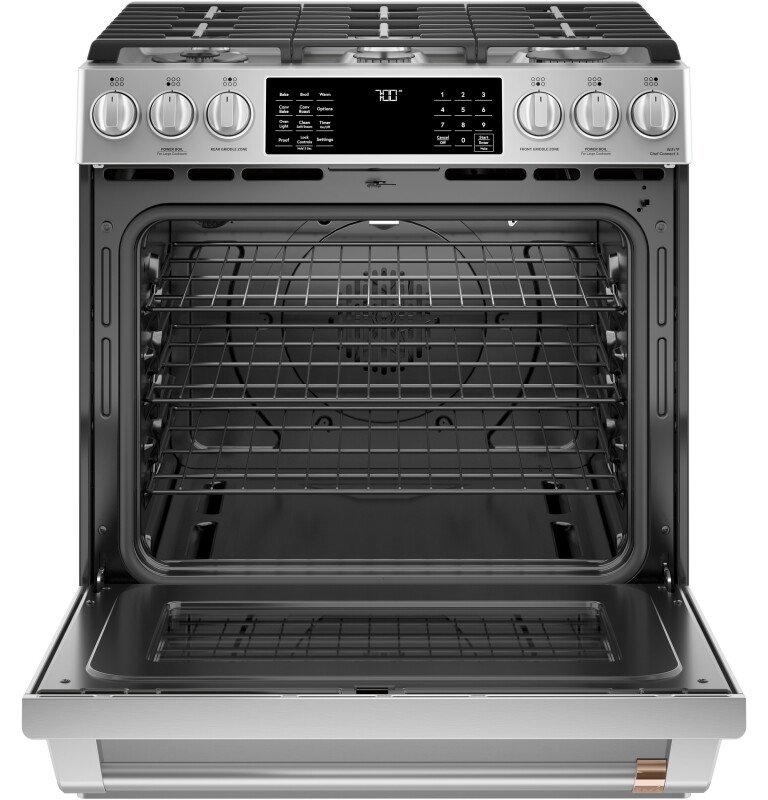 CAFÉ™ 30" Smart Slide-In, Front-Control, Gas Range with Convection Oven CGS700P2MS1