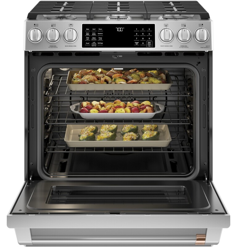 CAFÉ™ 30" Smart Slide-In, Front-Control, Gas Range with Convection Oven CGS700P2MS1