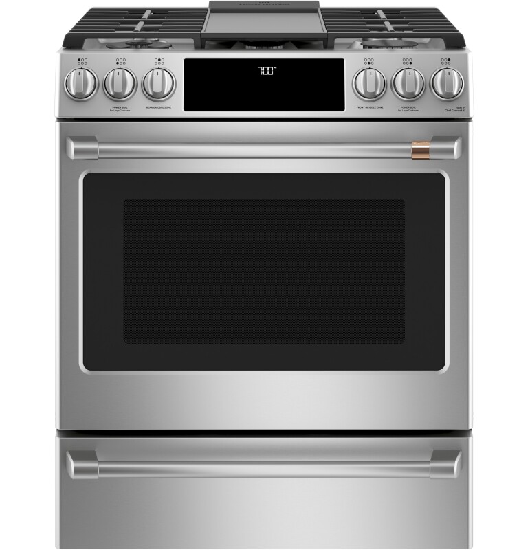 CAFÉ™ 30" Smart Slide-In, Front-Control, Gas Range with Convection Oven CGS700P2MS1