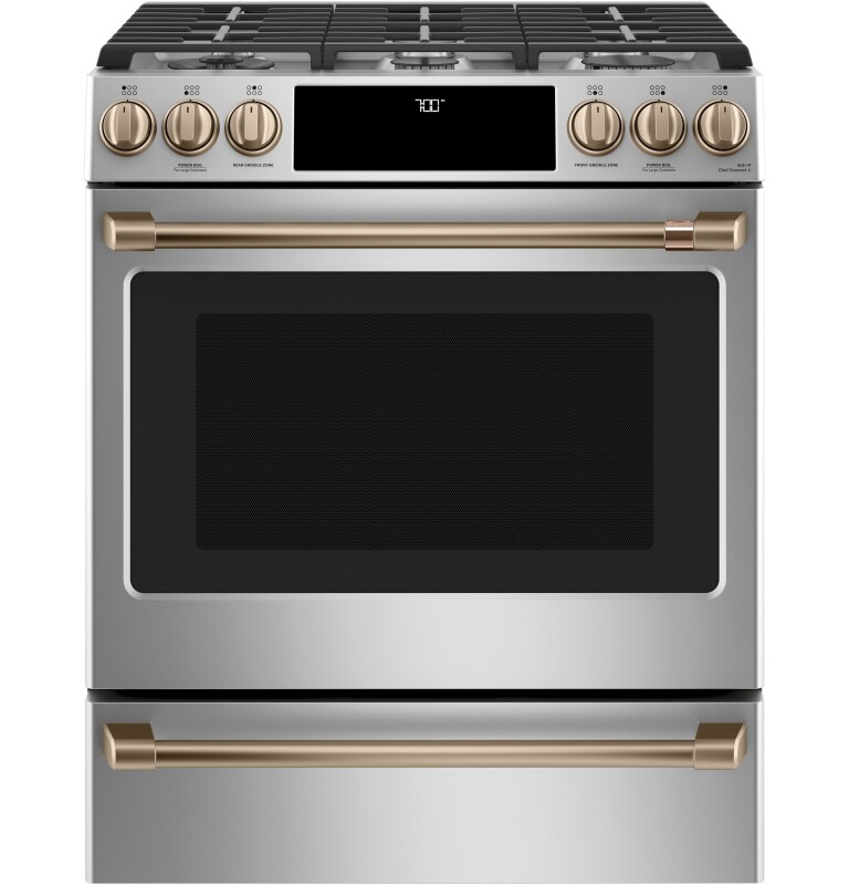 CAFÉ™ 30" Smart Slide-In, Front-Control, Gas Range with Convection Oven CGS700P2MS1